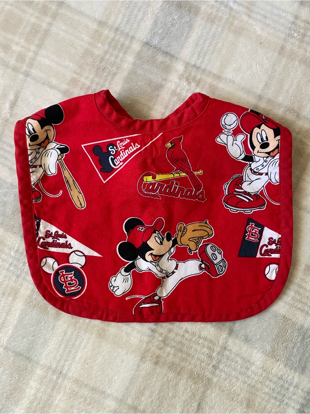 St. Louis Cardinals Red Mickey Mouse Kids Bib Baseball Fans | New Handmade